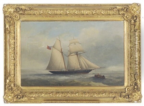A Topsail Schooner Off The Coast Oil Painting - Nicholas Condy