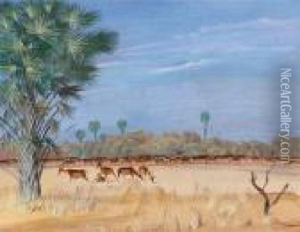 Antilopes Koba (am-dafok) Tchad Oil Painting - Alexander Evgenievich Yakovlev