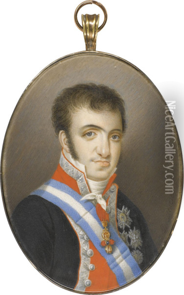 Portrait Of King Ferdinand Vii Of Spain (1784-1833) Oil Painting - Jose Delgado Y Meneses