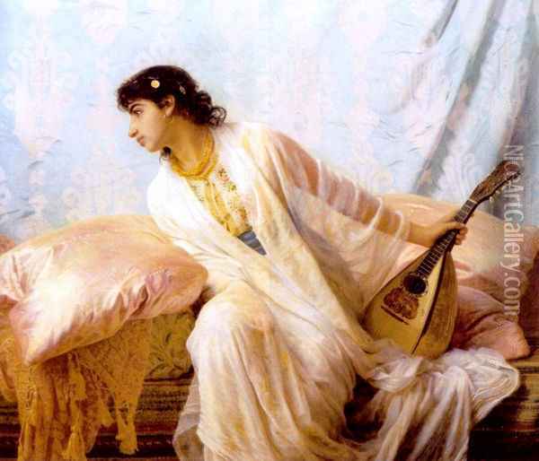 To Her Listening Ear Responsive Chords of Music Came Familiar Oil Painting - Edwin Longsden Long
