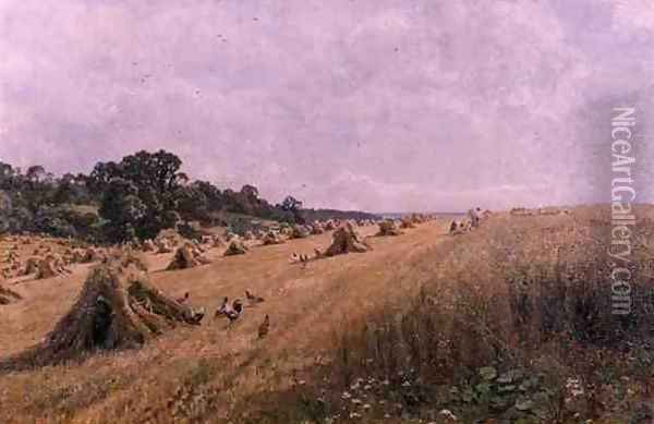 Cornfield Harvest Oil Painting - Edward Wilkins Waite