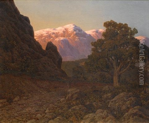 Sunset Over The Snow-capped Mountain Oil Painting - Ivan Fedorovich Choultse