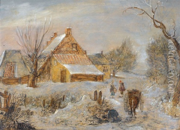 Winterlandschaft Mit Bauernhaus Oil Painting - Frans de Momper