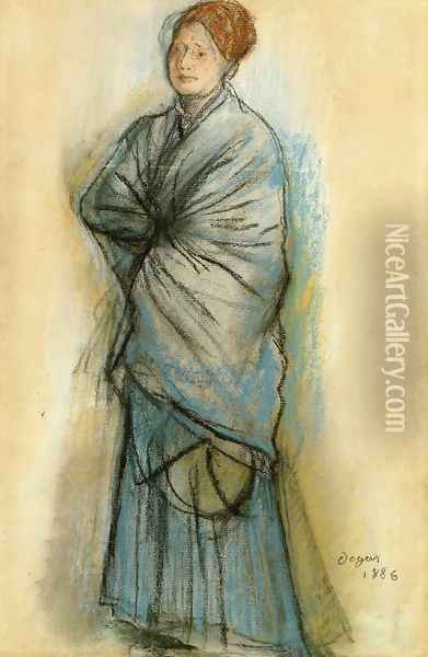 Woman in Blue Oil Painting - Edgar Degas