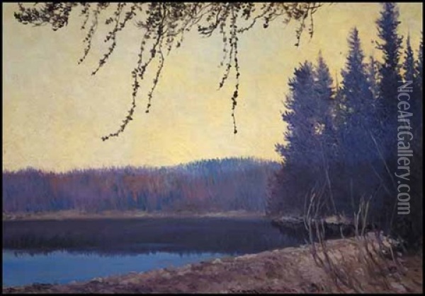 Morning On A Northern Lake Oil Painting - Francis Hans Johnston