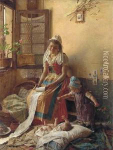 A Mother's Love Oil Painting - Gaetano Chierici