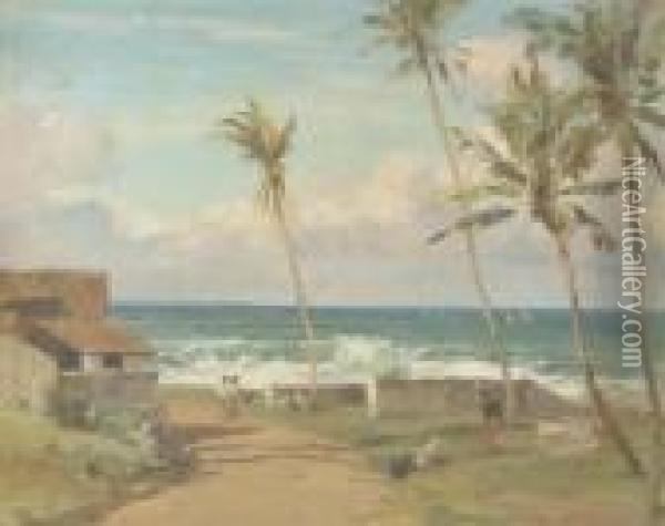 By The Sea Shore, Near Colombo, Sri Lanka Oil Painting - John Jnr. Varley