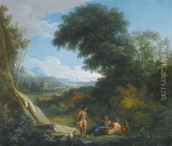A Faun And A Nymph Reclining In A Landscape Oil Painting - Andrea Locatelli