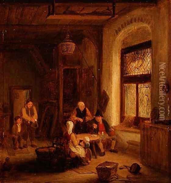 Interior with Figures by a Window Oil Painting - Sir David Wilkie