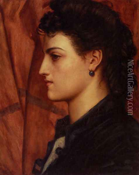 Head Of An Italian Girl Oil Painting - Valentine Cameron Prinsep