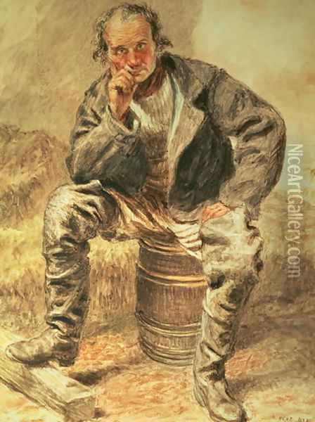 An Oysterman Oil Painting - William Henry Hunt