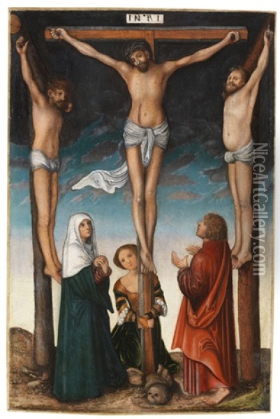 Werkstatt Oder Kreuzigungsgruppe Oil Painting - Lucas Cranach the Elder