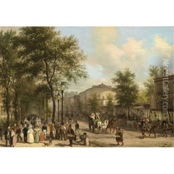 Paris: The Grands Boulevards Oil Painting - Giuseppe Canella I