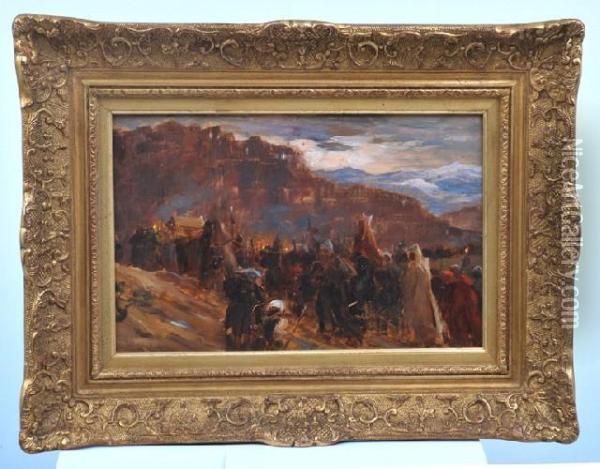 The Procession Oil Painting - Ernest Bordes