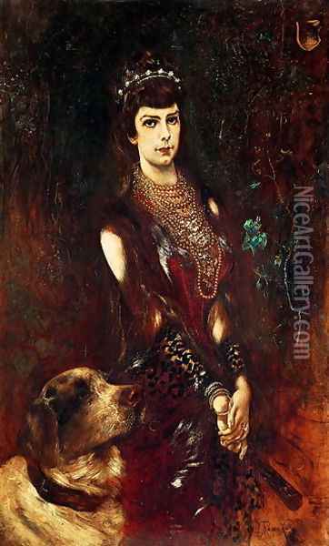 Empress Elizabeth of Bavaria 1837-98 Oil Painting - Anton Romako
