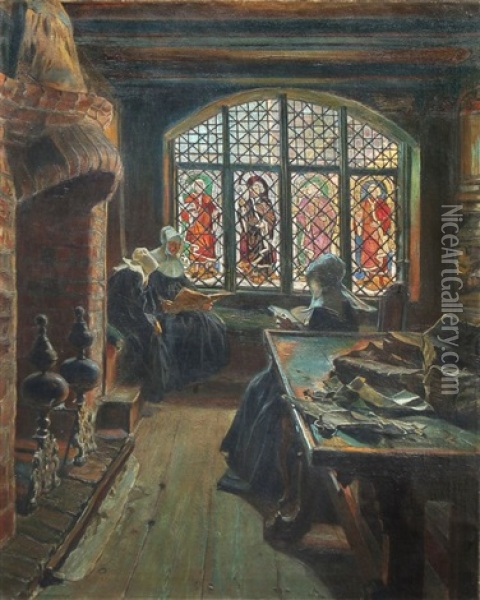 In Der Klosterbibliothek Oil Painting - Edmund Koerner