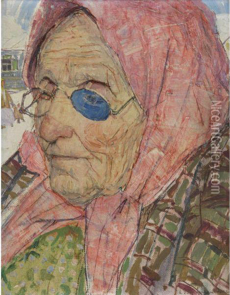 Woman Wearing Glasses Oil Painting - Leon Shulman Gaspard