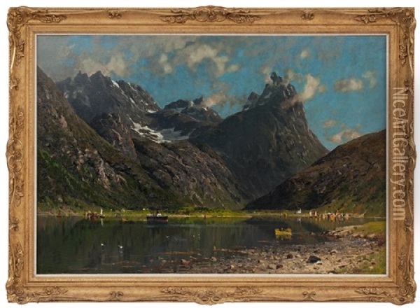 Fjordlandskap I Norge Oil Painting - Adelsteen Normann