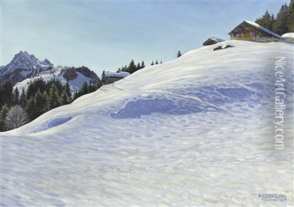 Wintermorgen Oil Painting - Waldemar Theophil Fink