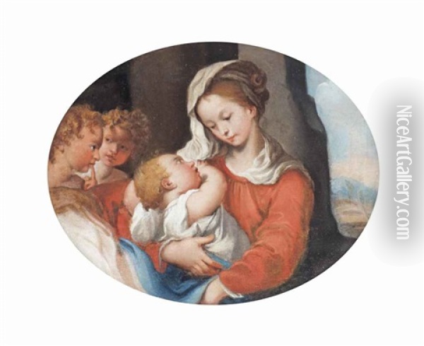 The Madonna And Child Oil Painting - Pasquale de' Rossi