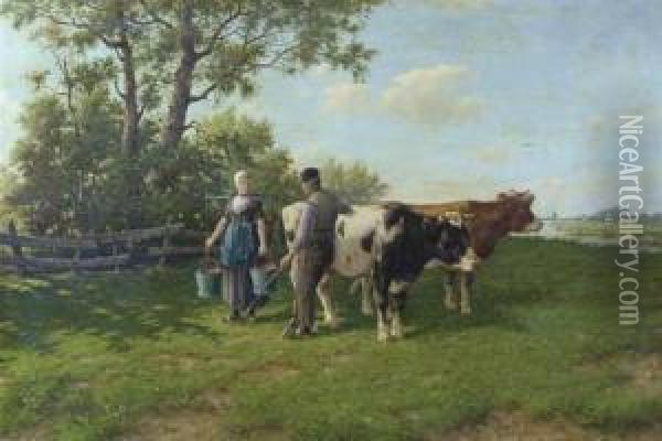 A Country Romance Oil Painting - Adriaan Marinus Geijp