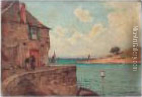 Port Sauzon, Belle Ile En Mer Oil Painting - Paul Lecomte