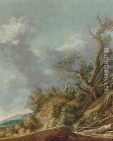 Peasants On A Dune By A Tree Oil Painting - Pieter De Molijn