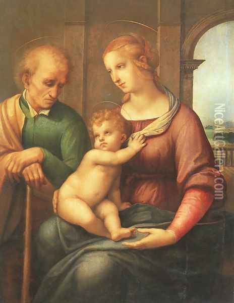 The Holy Family with Beardless St. Joseph 1506 Oil Painting - Raphael
