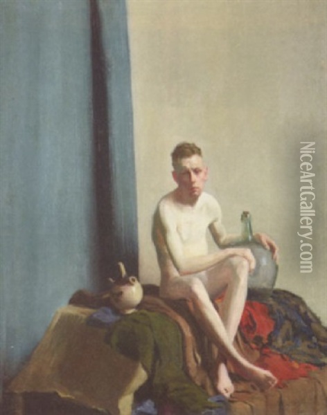 Portrait Of A Male Nude Oil Painting - Thomas Anshutz