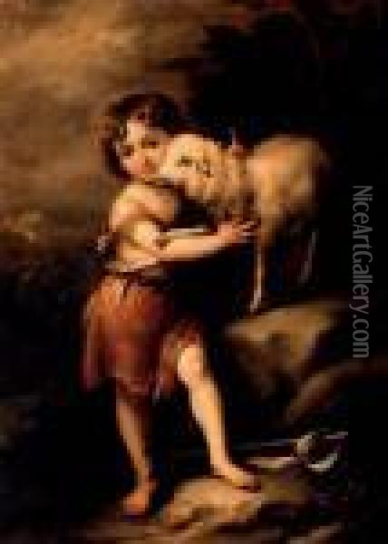 The Infant Saint John With The Lamb Oil Painting - Bartolome Esteban Murillo