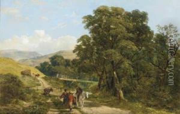 Figures On A Track, Near Huddersfield Oil Painting - James Peel