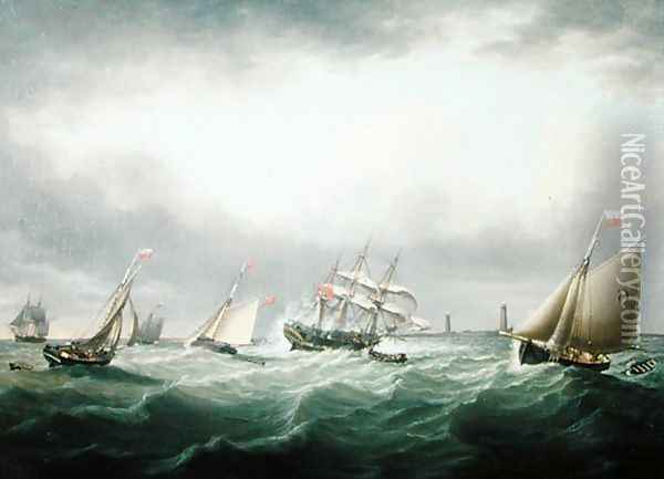 The Wreck of the Ship, Thomas, off the Stony Binks on 8th June 1821, 1821 Oil Painting - John Ward