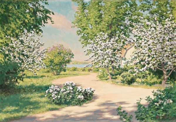 Summer Landscape Oil Painting - Johan Fredrik Krouthen