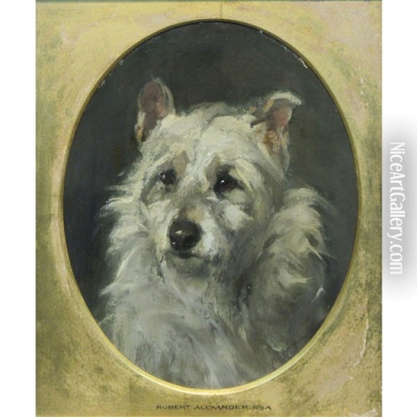 Portrait Of A Cairn Terrier Oil Painting - Robert L. Alexander