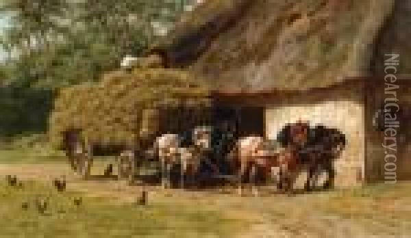 Stacking The Hay Oil Painting - Willem Carel Nakken