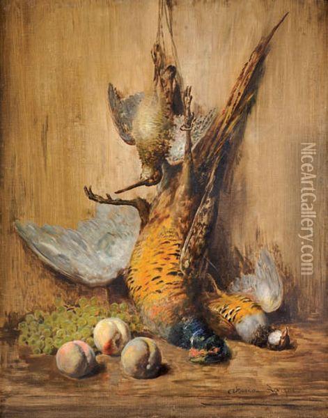 Nature Morte Aux Faisans, A La Perdrix, A La Becasse Et Aux Fruits Oil Painting - Theodore Levigne