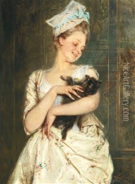 The Little Darling Oil Painting - Heinrich Lossow