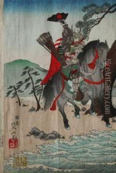 Samuraj Na Koniu Oil Painting - Chikanobu Toyohara