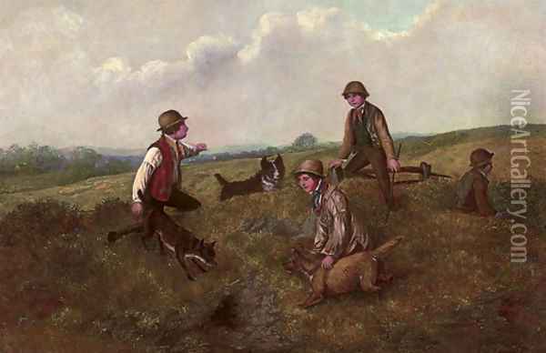 The rabbit hunt Oil Painting - Alfred H. Green