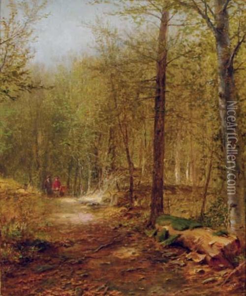 Figures On A Path Through The Forest Oil Painting - George Henry Boughton