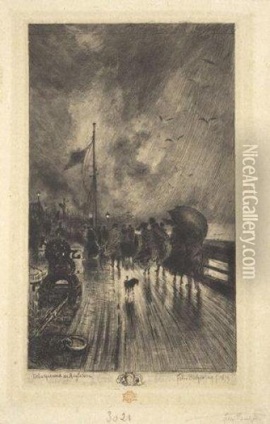 Un Debarquement En Angleterre Oil Painting - Felix-Hilaire Buhot