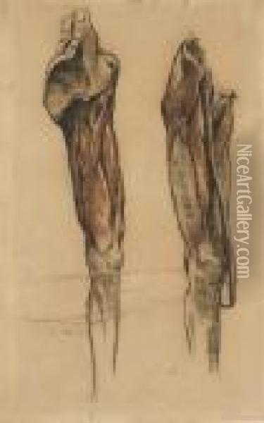 Study Of Two Echorche Legs Oil Painting - Eugene Delacroix