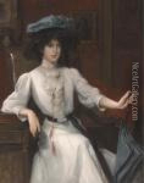Portrait Of A Woman Oil Painting - J. Stewart