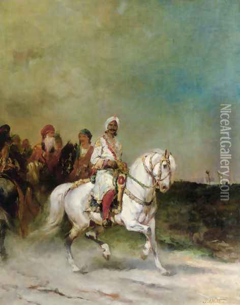 A Maharaja on a White Horse Oil Painting - James Alexander Walker