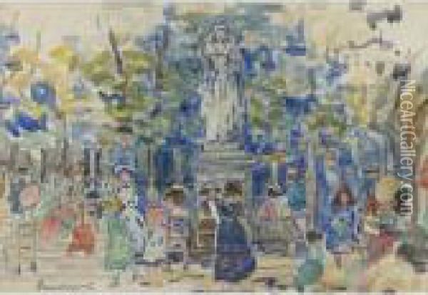 The Queens, Luxembourg Gardens Oil Painting - Maurice Brazil Prendergast