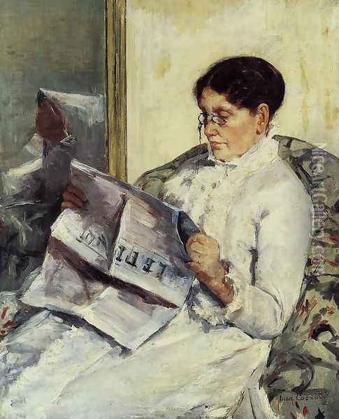 Portrait of a Lady (or Reading 'Le Figaro') Oil Painting - Mary Cassatt