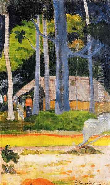 Cabin Under The Trees Oil Painting - Paul Gauguin