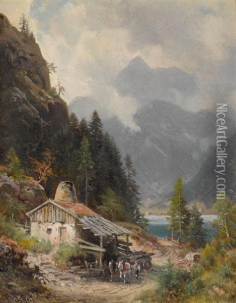 Partie Am Schliersee Oil Painting - Ludwig Sckell