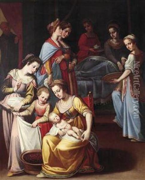 Birth Of The Virgin Oil Painting - Lodovico Cardi Cigoli