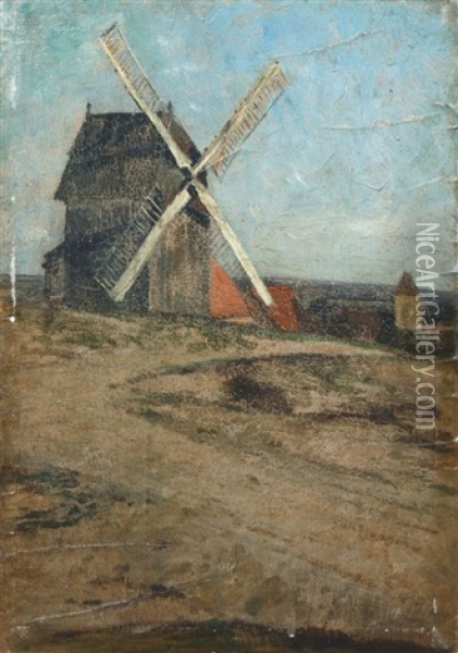 Windmuhle Bei Zernikow Oil Painting - Max Merker